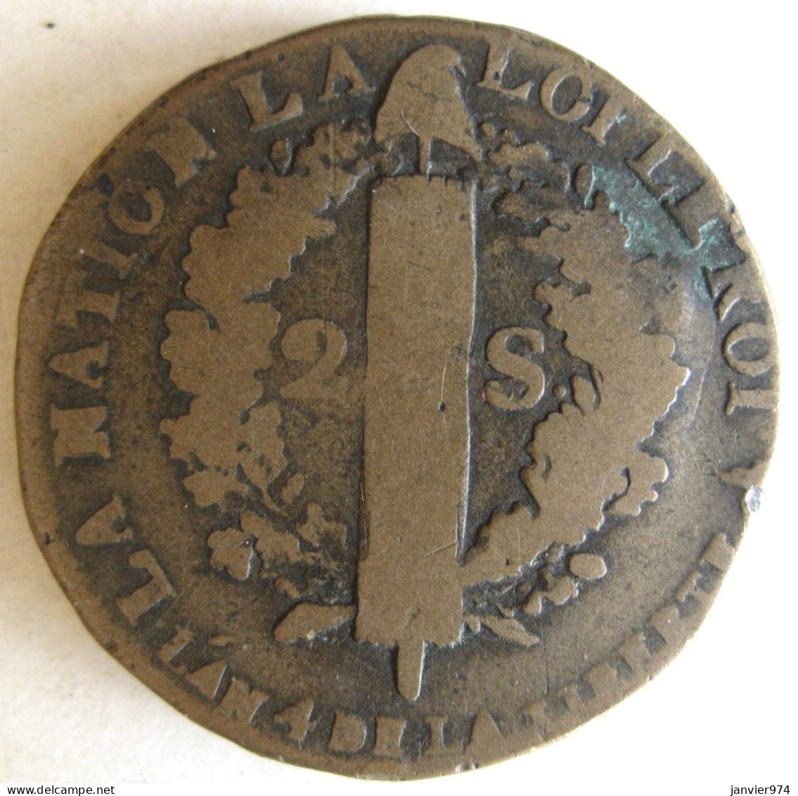 Constitution, 2 Sols François 1792 W Lille An 4, Louis XVI, Gad# 25 ; 27,5 G -  33,5 Mm - 1791-1792 Verfassung 