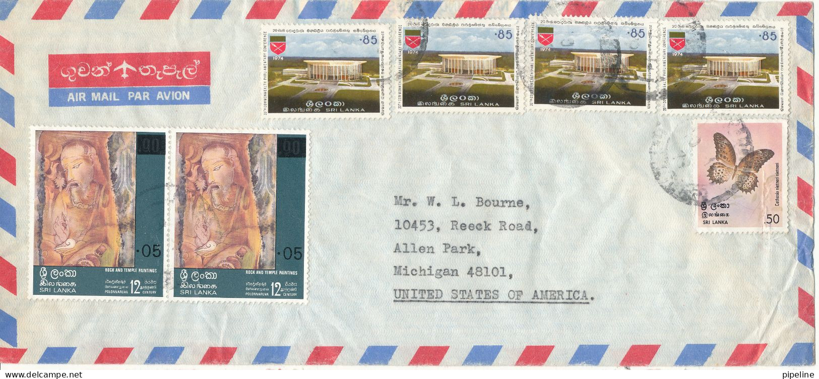 Sri Lanka Air Mail Cover Sent To USA 9-1-1978 ?? Topic Stamps - Sri Lanka (Ceylan) (1948-...)