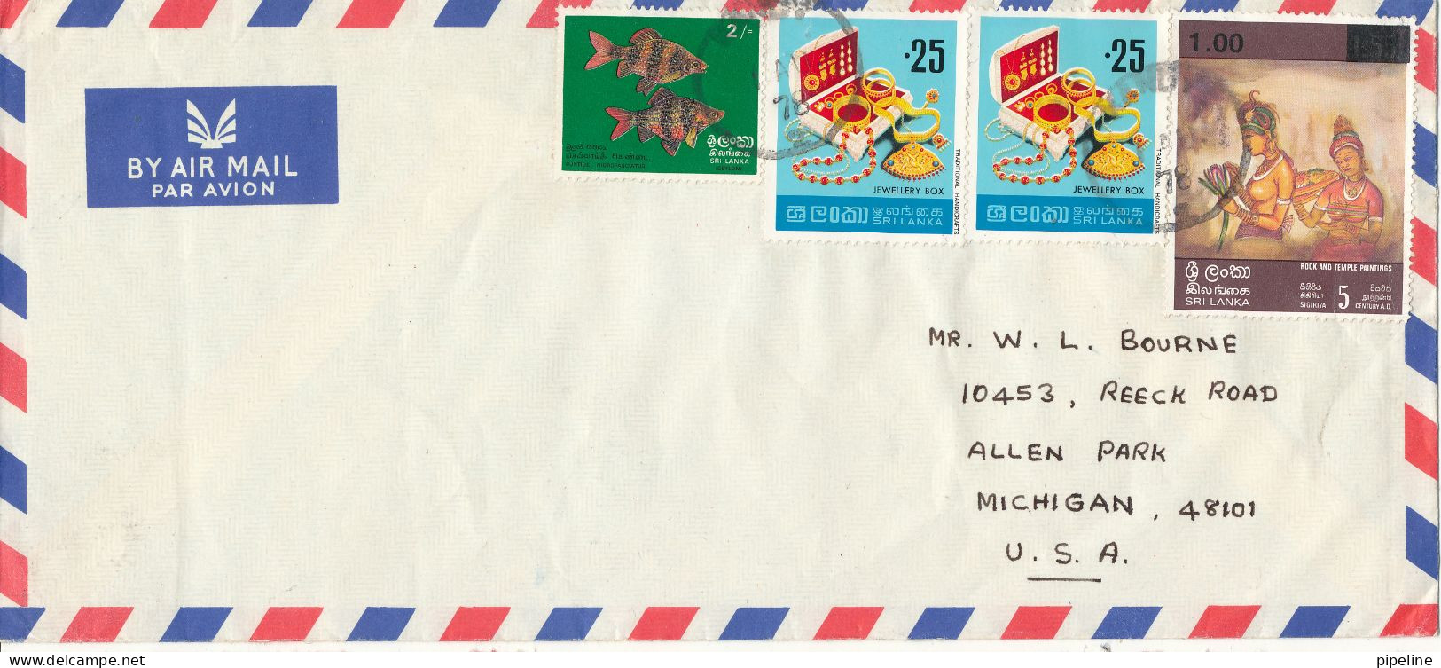 Sri Lanka Air Mail Cover Sent To USA 1-8-1978 Topic Stamps - Sri Lanka (Ceylan) (1948-...)
