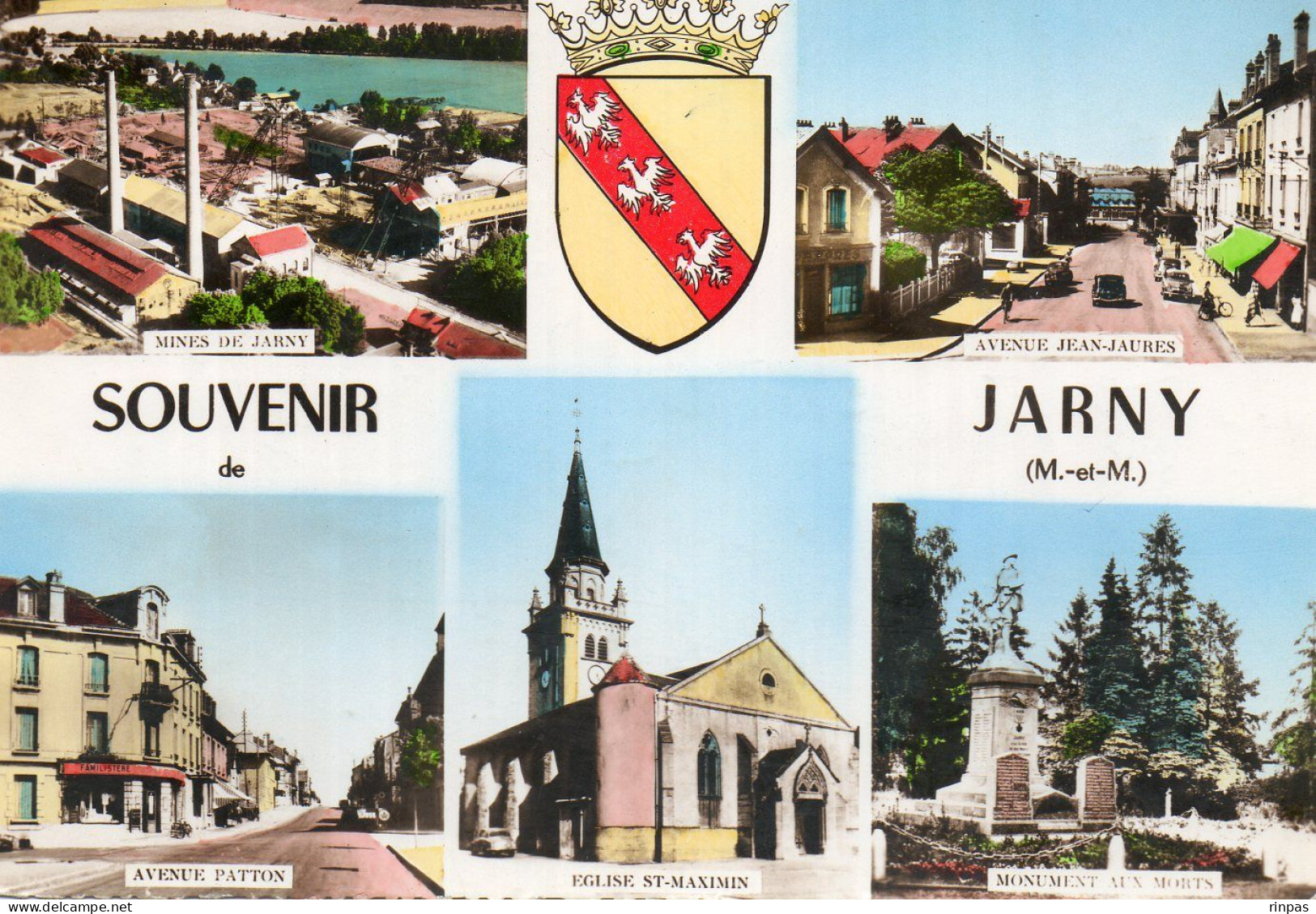 (54) JARNY Souvenir, Multivue, Mines, Avenue Patton Et Jean Jaures, Monument Voiture 1958 (Meurthe Et Moselle) (e V) - Jarny