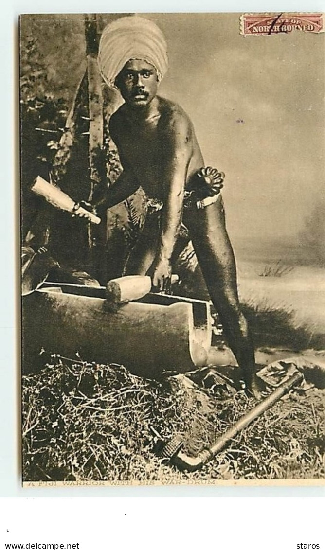 FIDJI - A Fiji Warrior With His War-drum - Figi