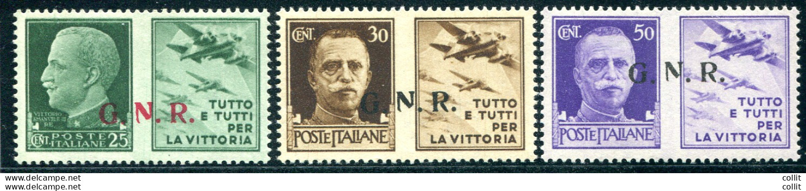 Propaganda Di Guerra "GNR" Cent. 25, 30 E 50 "Aviazione" Con Varietà "N" - Neufs