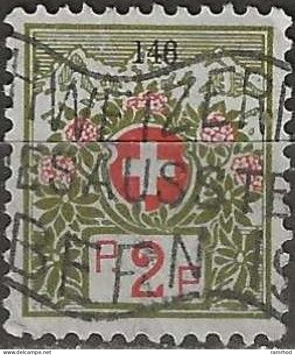 SWITZERLAND 1911 Frank Stamp - 2c. - Red And Green AVU - Vrijstelling Van Portkosten