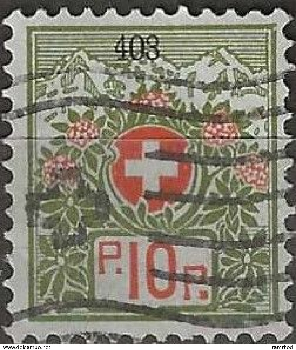 SWITZERLAND 1911 Frank Stamp - 10c. - Red And Green FU - Franquicia