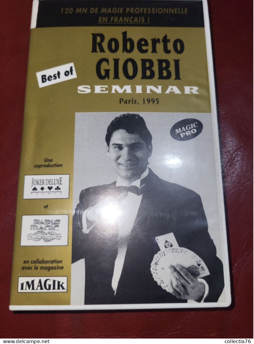 RARE CASSETTE VIDEO VHS PRESTIDIGITATION  MAGIE CARTES CARTOMAGIE ROBERTO GIOBBI BEST OF SEMINAR PARIS 1995 120 MINUTES - Dokumentarfilme