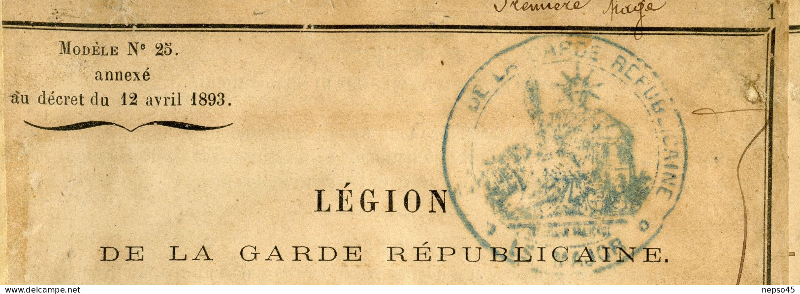 Légion Garde Républicaine 1ère Compagnie.Livret.S/Officiers Brigadiers et Gardes.période 1895-1913.
