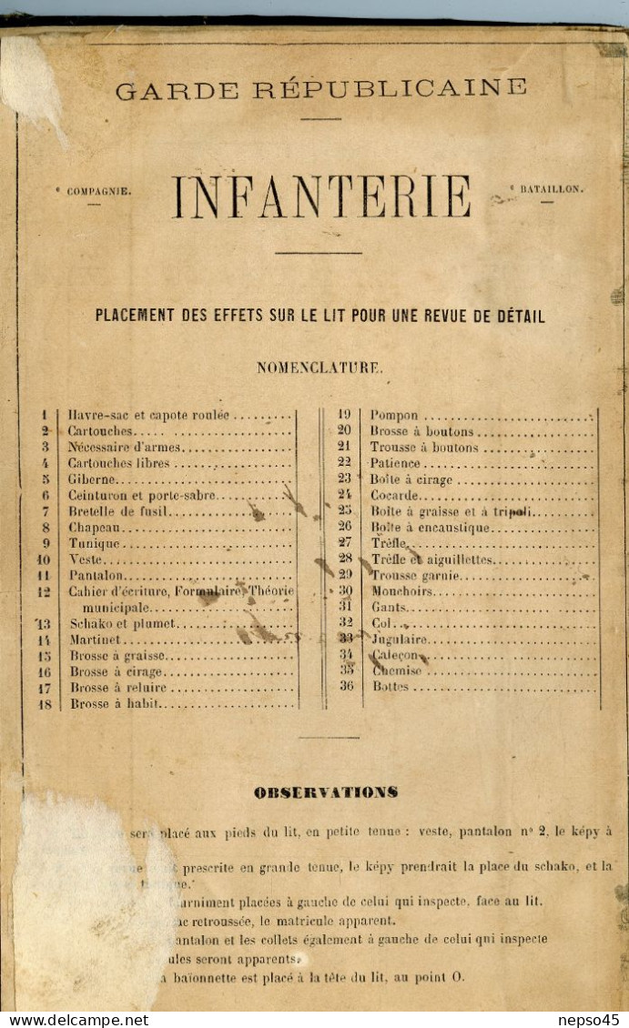 Légion Garde Républicaine 1ère Compagnie.Livret.S/Officiers Brigadiers et Gardes.période 1895-1913.