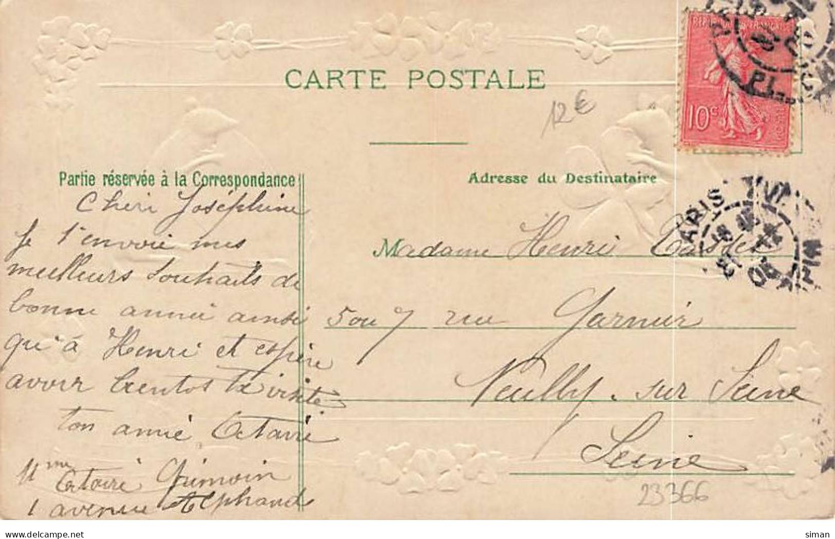 N°23366 - Carte Gaufrée - Porte-Bonheur - Souris Mangeant Un Billet De Banque - Monete (rappresentazioni)