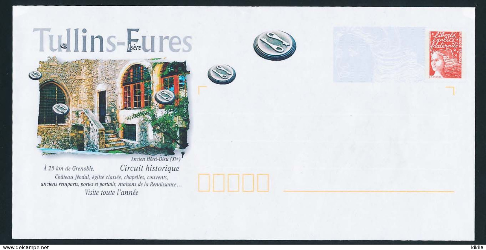 Enveloppe Illustrée Neuve 22 X 11 Isère TULLINS-FURES Ancien Hôtel-Dieu (XV° Siècle) - Tullins