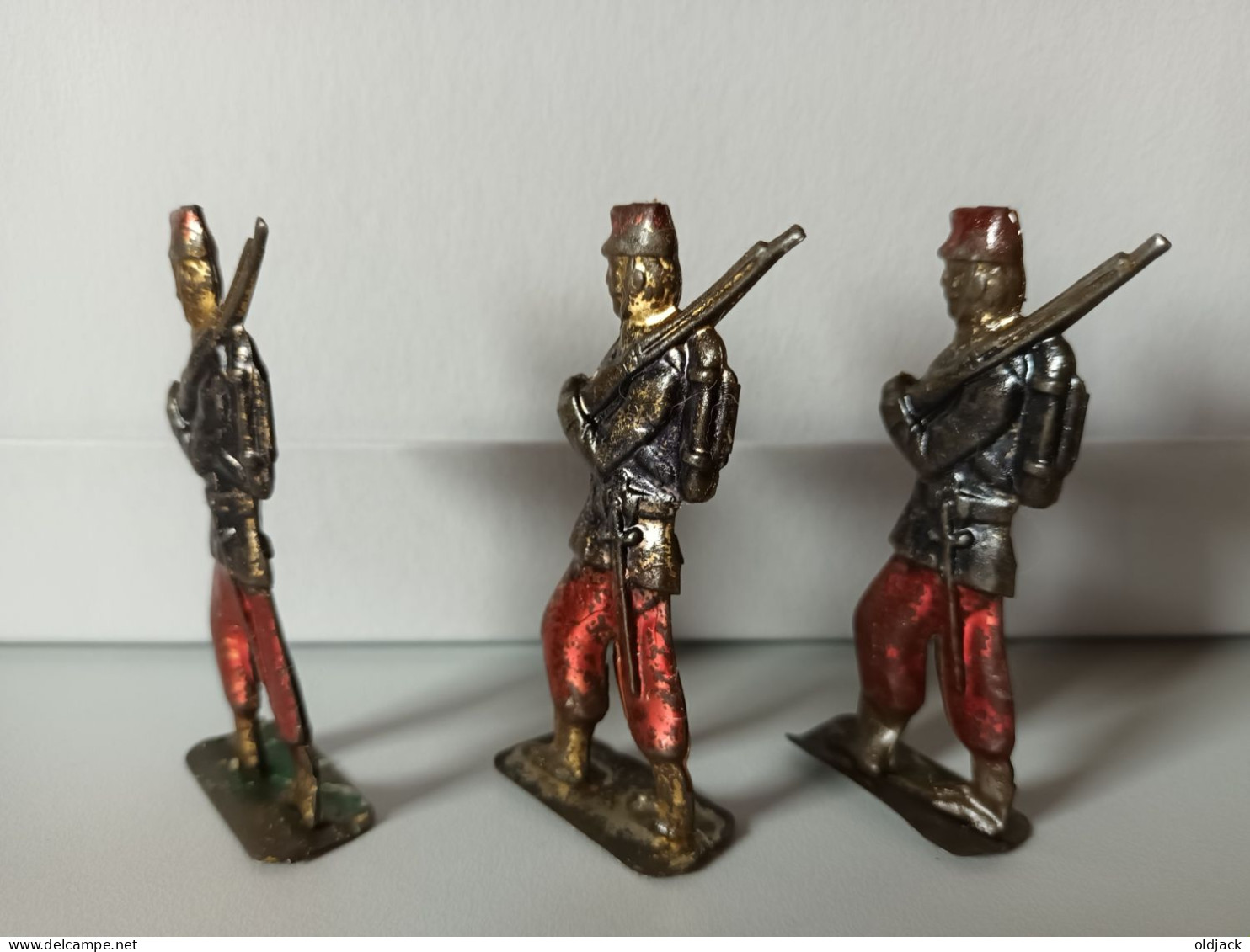 Figurine Fantassin 3 Soldats Tôle -France SMJ (Saint-Mihiel-Jeune) Jouet Ancien 1912/1916 (bibli) - Militaires