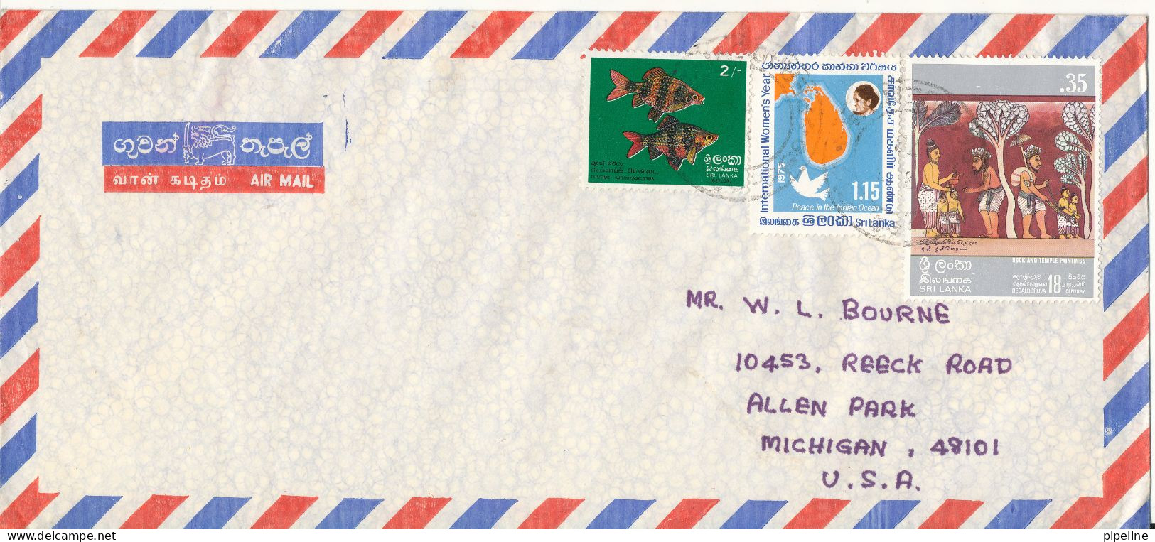 Sri Lanka Air Mail Cover Sent To USA 1978 Topic Stamps - Sri Lanka (Ceylon) (1948-...)