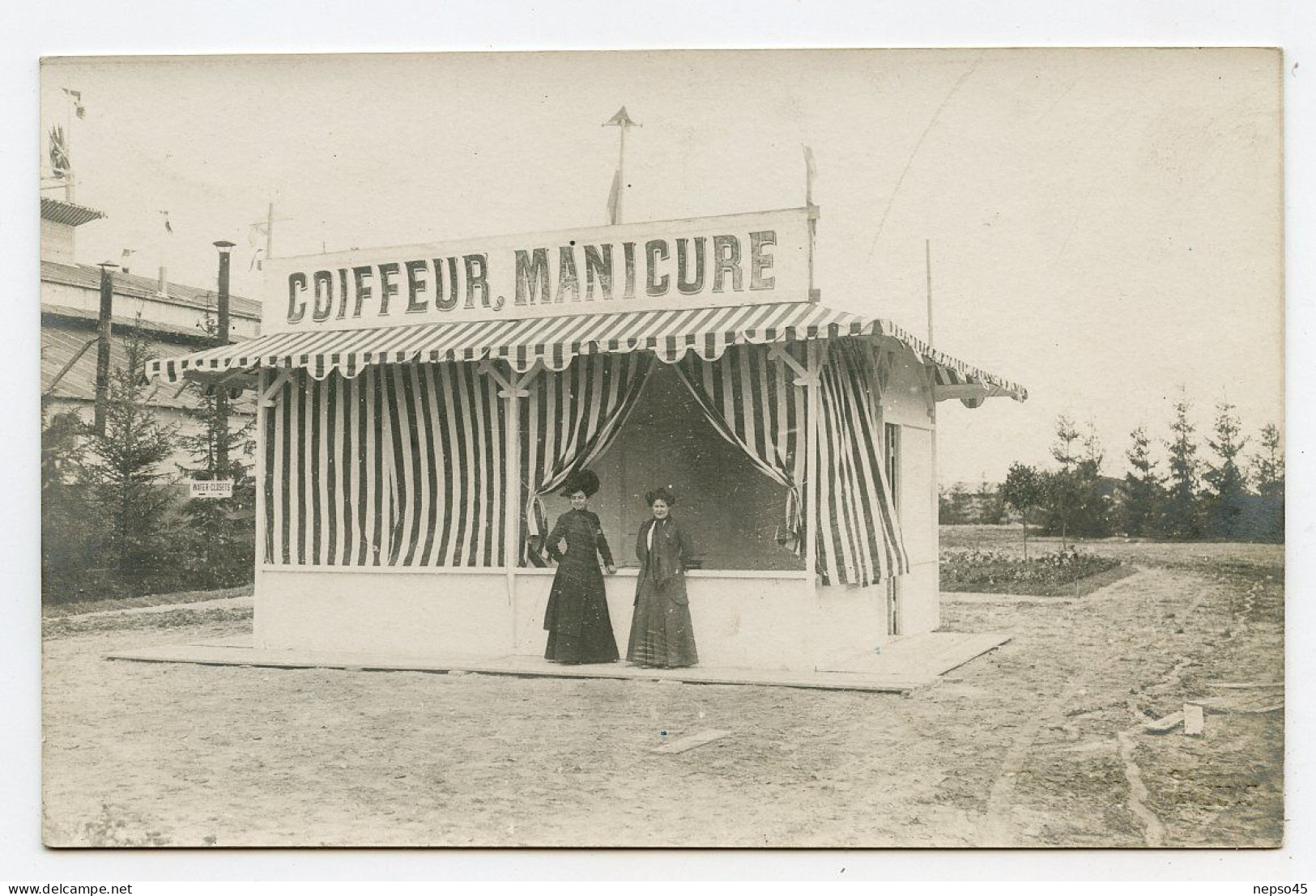 Carte Photo.commerce Coiffeur Manicure,deux Femmes En Robe 1900 - Foires