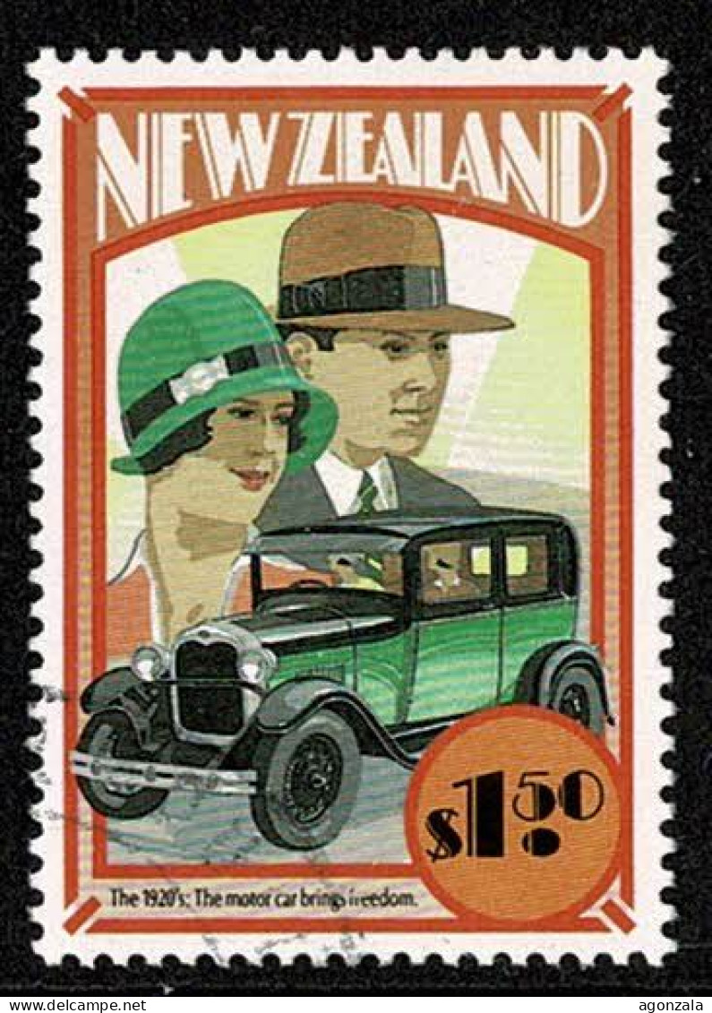 NEW ZEALAND TIMBRE UTILISÉ1920 THE MOTOR CAR BRINGS FREEDOM. - Autres (Terre)