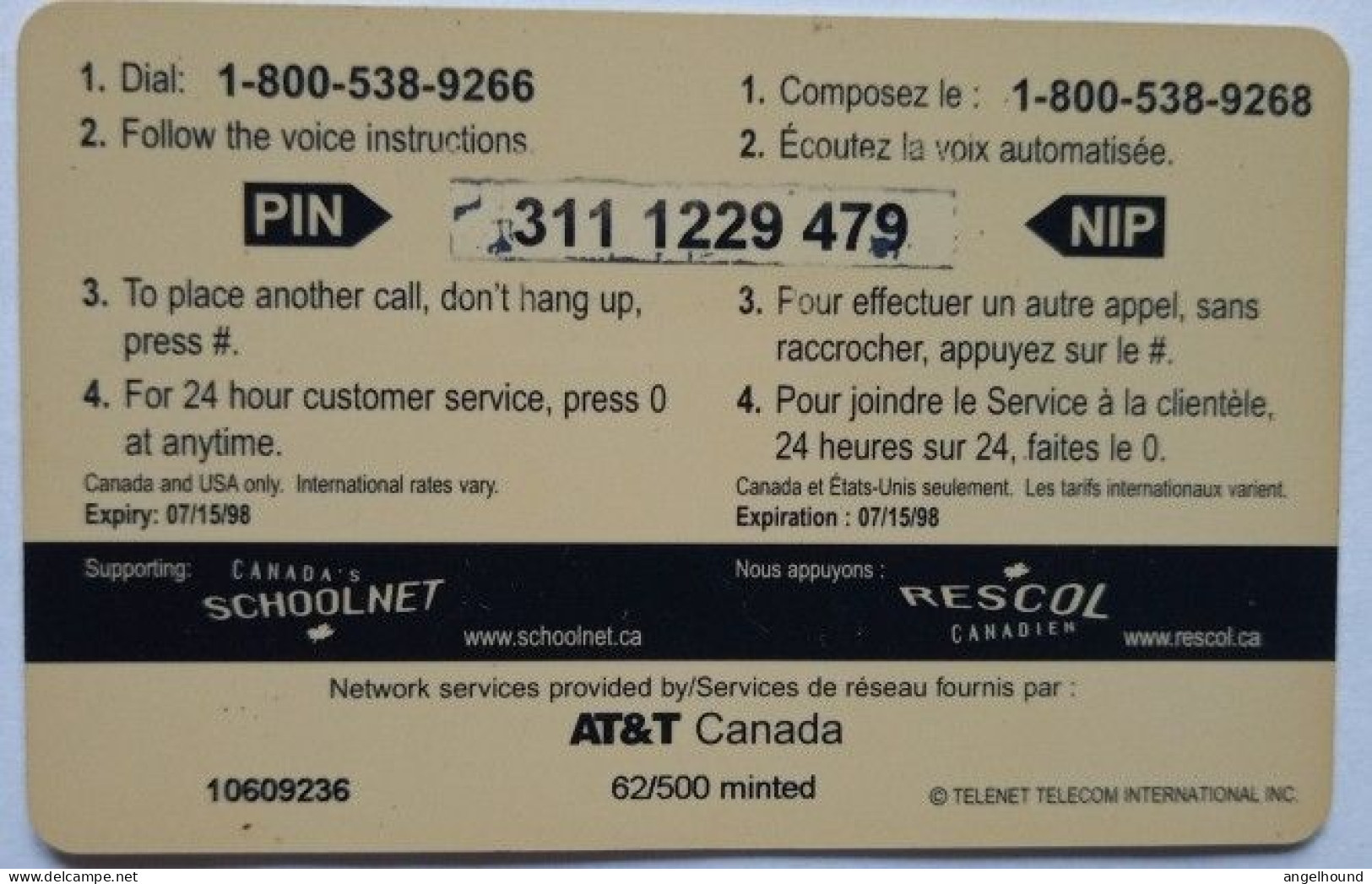 Canada 5 Minute Prepaid Calling Card - Ken Ploen ( Winnipeg Blue Bombers 1957-1967 - Canada