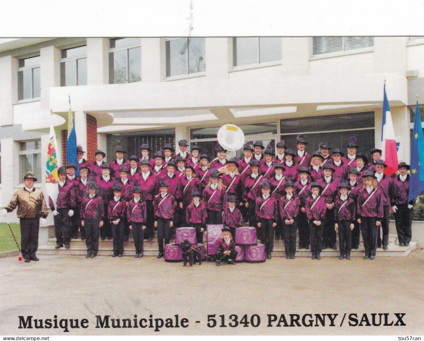 PARGNY LES SAULX  -  MARNE  -  (51)  -  RARE CPSM TRES ANIMEE  -  LA MUSIQUE MUNICIPALE. - Pargny Sur Saulx