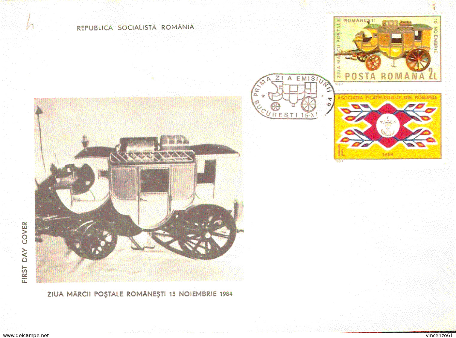 INTERO POSTALE POSTA ROMANA 1984 FDC - Kutschen