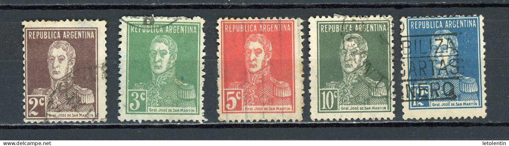 ARGENTINE : SAN MARTIN  - N° Yvert 298+299+301+302+303 Obli. - Used Stamps