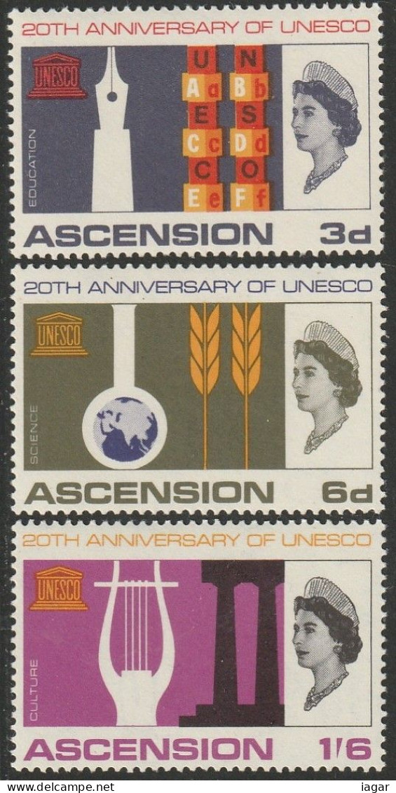 THEMATIC UNESCO:   20th ANNIVERSARY OF UNESCO.  EMBLEMS AND ALLEGORIES   -  ASCENSION - UNESCO