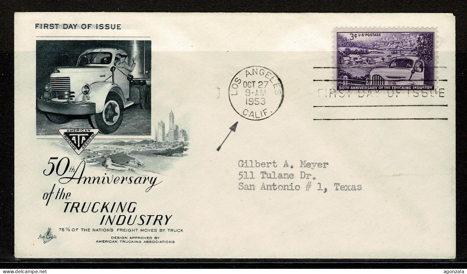 LETTRE 1953 CAMIONS 50 ANNIVERSARY OF THE TRUCKING INDUSTRY - Camions