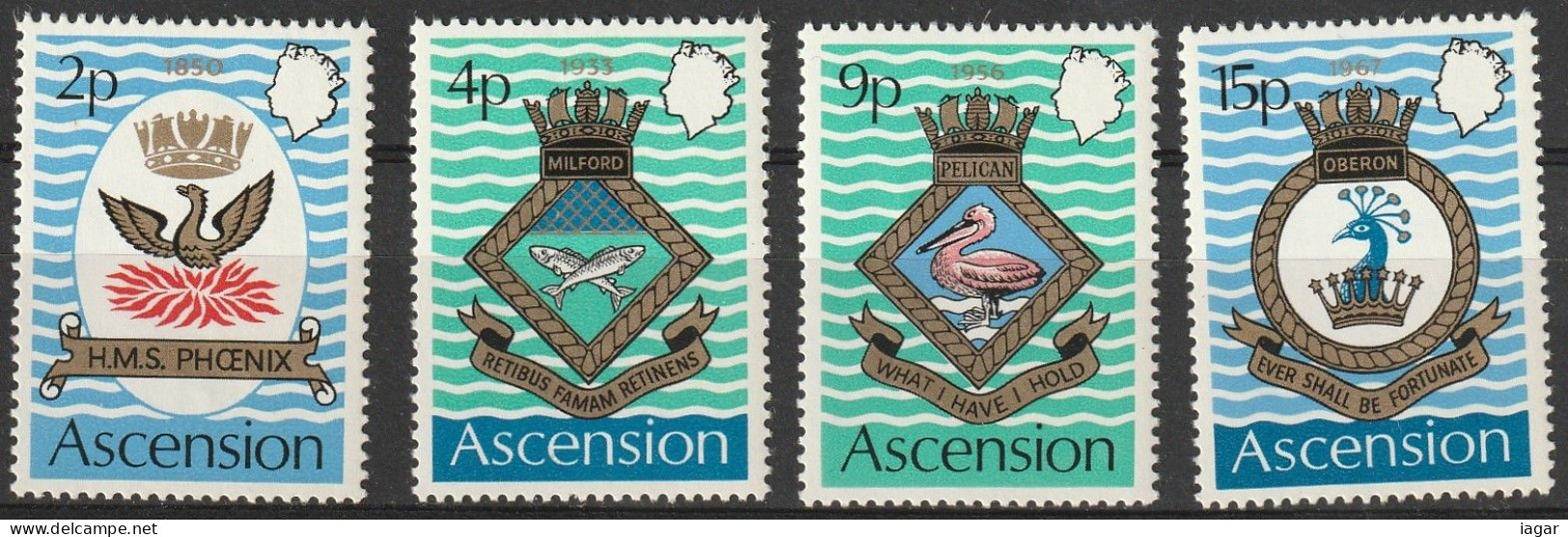 THEMATIC COATS OF ARMS:   ROYAL NAVY CRESTS (III)   -  ASCENSION - Briefmarken