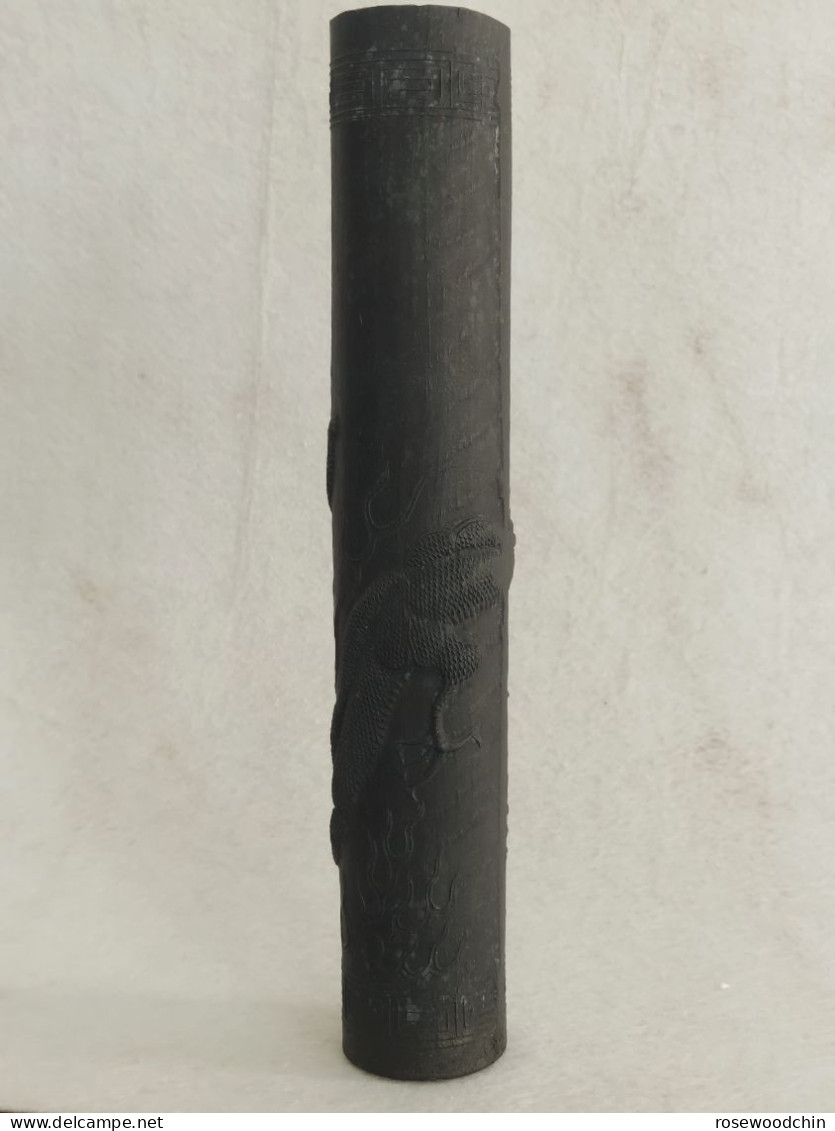 Vintage ! Fallon 法龙 Long Chinese Ink Stick Curling With Dragon (9.5" In Length) - Aziatische Kunst