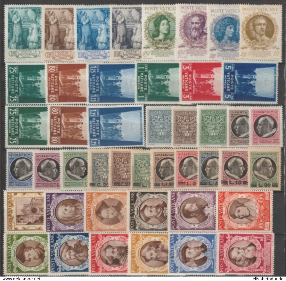 VATICAN - 1942/1946 - ANNEES COMPLETES YVERT N°95/139  * MLH - - Années Complètes