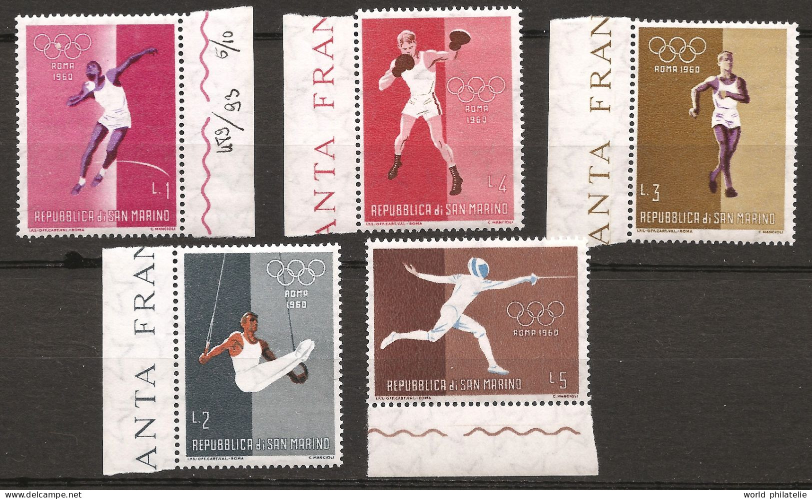 Saint-Marin 1960 N° 489 / 93 Inc ** JO, Rome, Lancer Du Poids, Gymnastique, Marche, Boxe Escrime Cassius Clay Athlétisme - Neufs