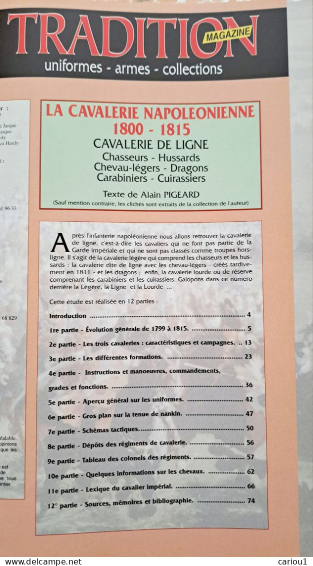 C1  NAPOLEON La CAVALERIE NAPOLEONIENNE 1800 1815 Tradition Magazine - Francés