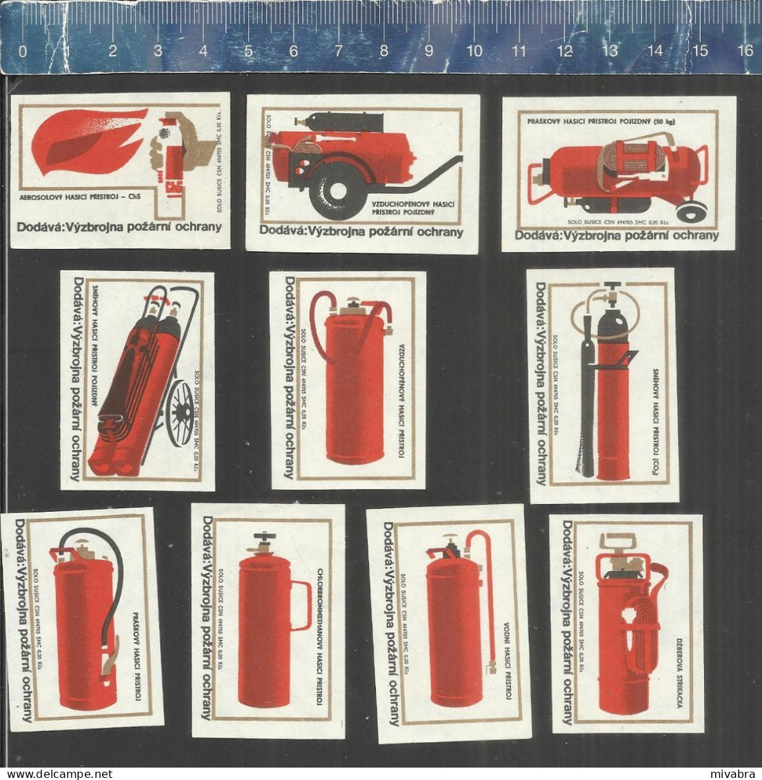 FIRE PREVENTION BRANDSCHUTZ PROTECTION CONTRE L'INCENDIE FIRE EXTINGUISHERS - MATCHBOX LABELS CZECHOSLOVAKIA 1971 - Boites D'allumettes - Etiquettes