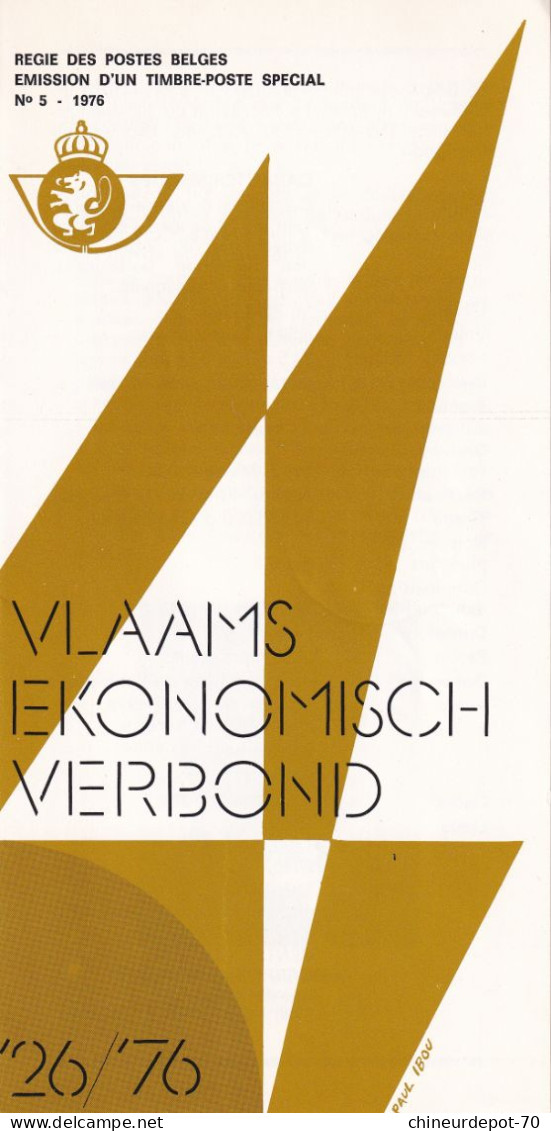 Régie Des Postes Belges émission D'un  Timbre -poste Spécial N°5  1976 édité  En Français - Covers & Documents