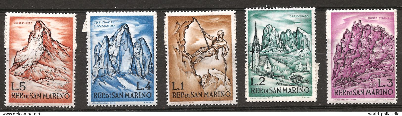 Saint-Marin 1962 N° 552 / 6 Inc ** Randonnée, Alpinisme, Mousqueton, Eglise, Sassolungo, Mont Cervin, Titano, Lavaredo - Ungebraucht