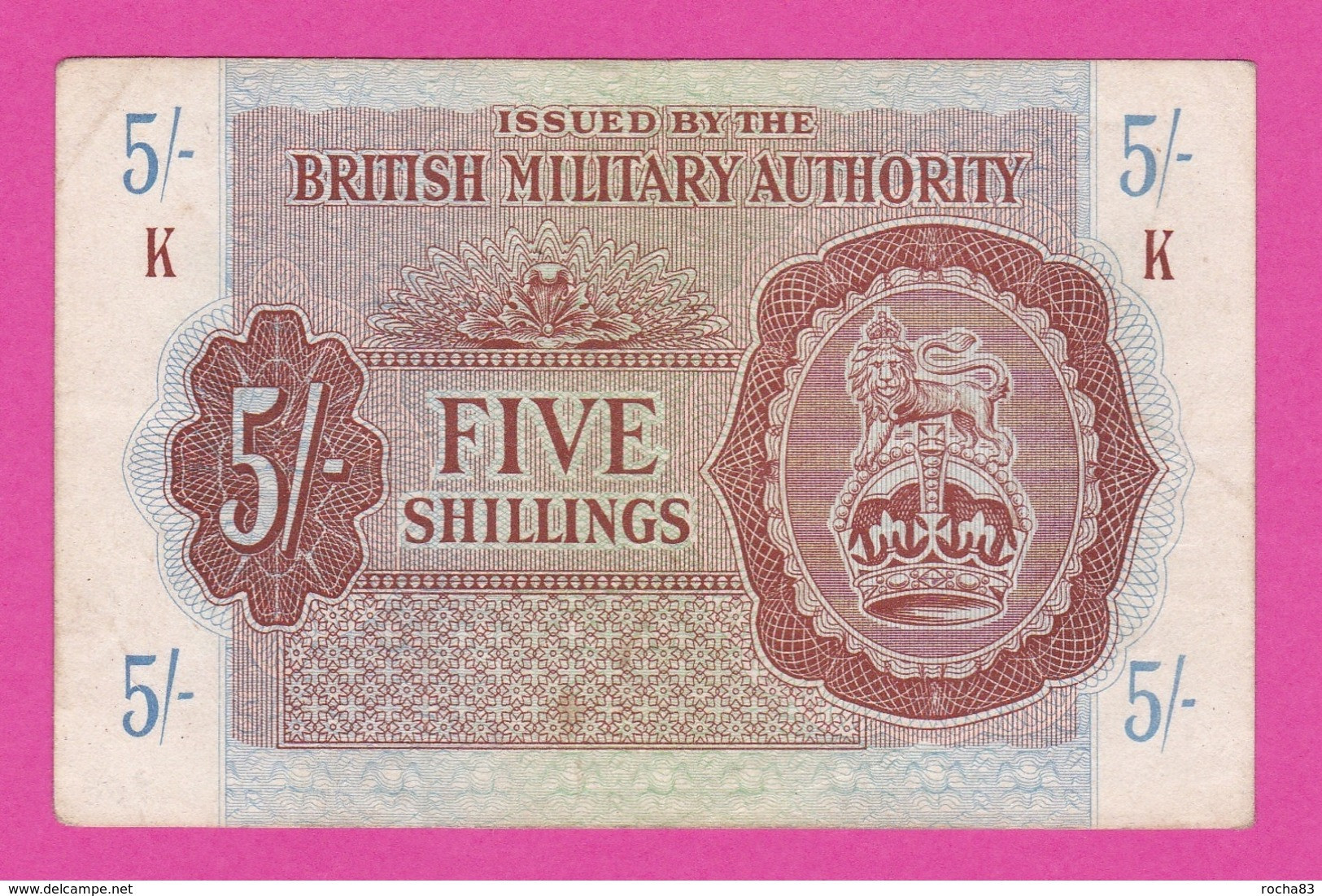 Billet ROYAUME UNI - Military Authority  5 Shillings  1943 -  Pick M 4 - Autoridad Militar Británica