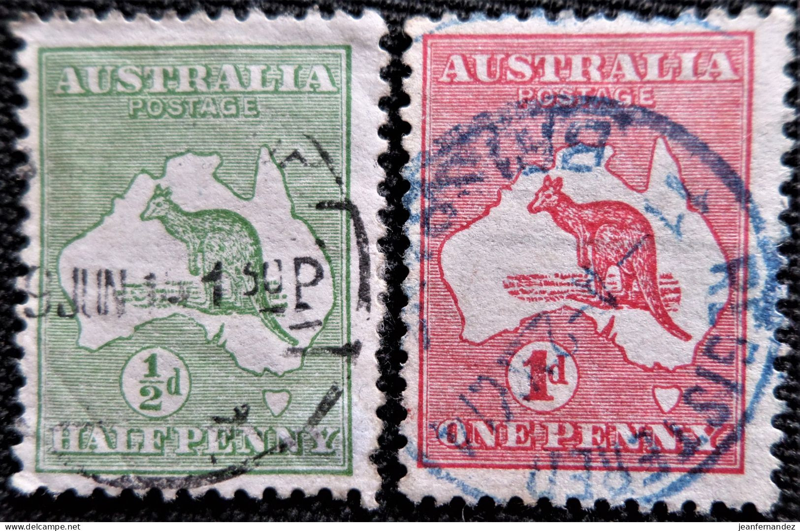 Australie  1913   Kangaroo And Map  Stampworld N° 1 Et 2 - Oblitérés