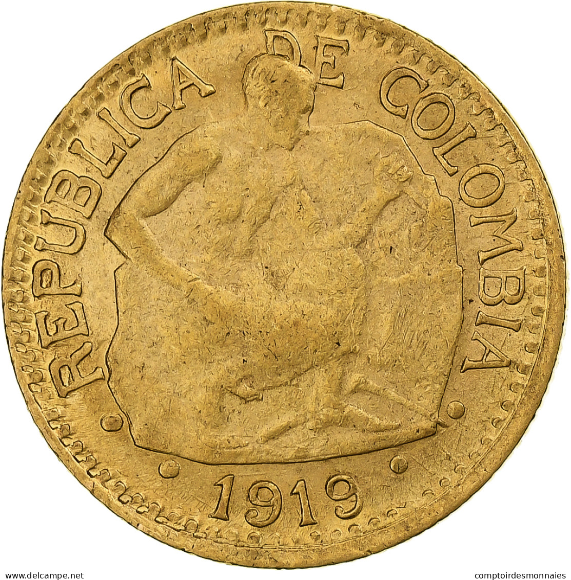 Colombie, 5 Pesos, 1919, Bogota, Or, TTB - Colombie