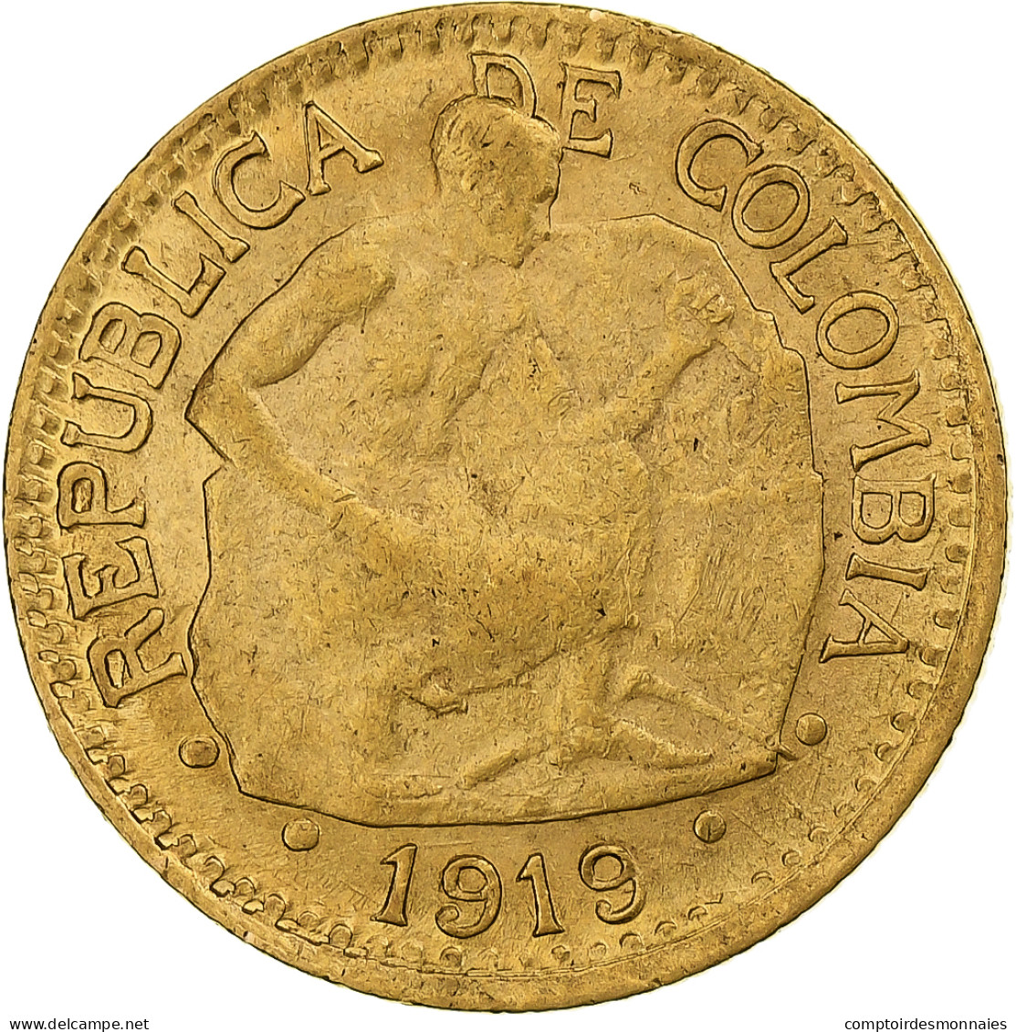 Colombie, 5 Pesos, 1919, Bogota, Or, TTB - Colombia