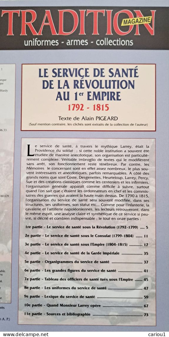 C1 NAPOLEON Le SERVICE DE SANTE 1792 1815 Tradition Magazine MEDECINE - Français