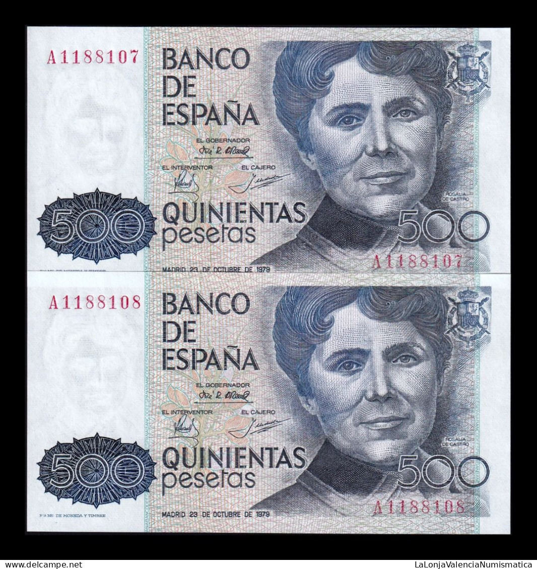 España Spain Pareja 500 Pesetas Rosalia De Castro 1979 Pick 157 Serie A Sc Unc - [ 4] 1975-… : Juan Carlos I