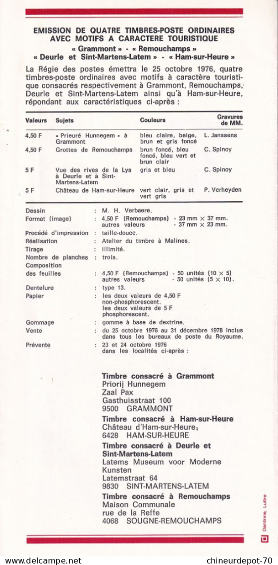 Régie Des Postes Belges émission D'un  Timbre -poste Spécial  N°17 1976  édité  En Français - Storia Postale