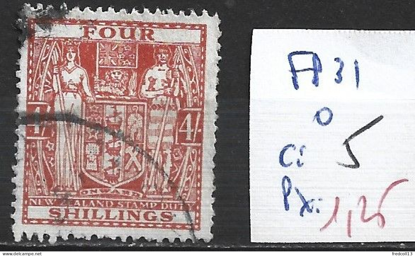 NOUVELLE-ZELANDE FISCAUX-POSTAUX 31 Oblitéré Côte 5 € - Steuermarken/Dienstmarken