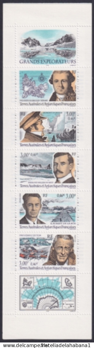 F-EX47275 TAAF FRANCE POLAR ANTARCTIC MNH 2000 GREAT EXPLORATOR BOOKLED. - Explorateurs & Célébrités Polaires