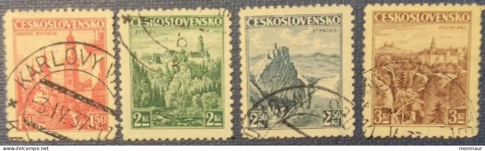 CECOSLOVACCHIA   1936-37 PAESAGGI E MONUMENTI - Usati