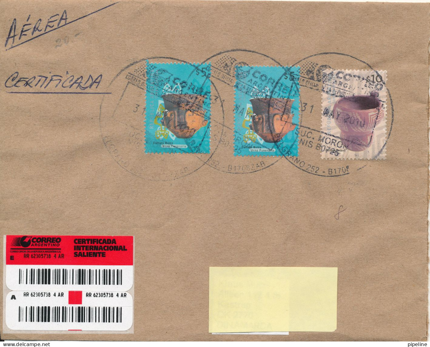 Argentina Registered Cover Sent To Denmark 31-5-2010 Topic Stamps - Covers & Documents