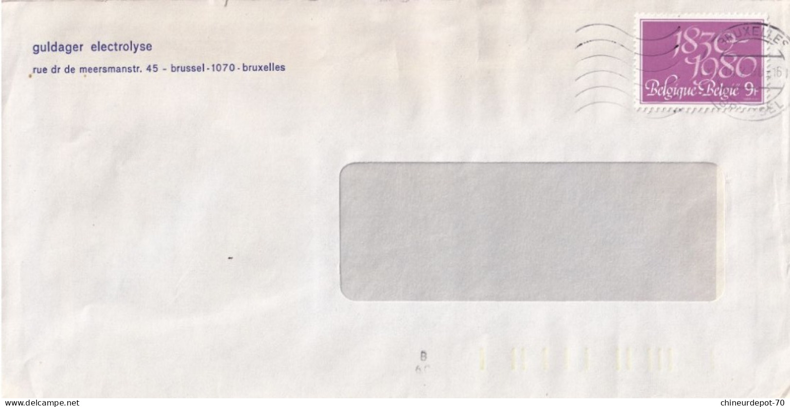 Enveloppe Oblitéré Guldager électrolyse Rue De Meersmanstr 45 Bruxelles 1980 - Lettres & Documents