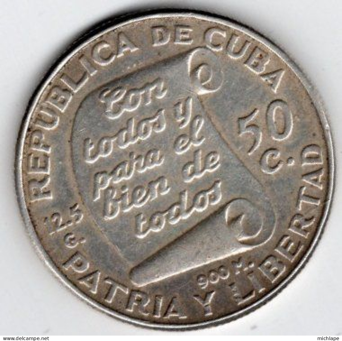 Monnaie -  CUBA - 50 Centarios Argent 1953  - Sup - Kuba