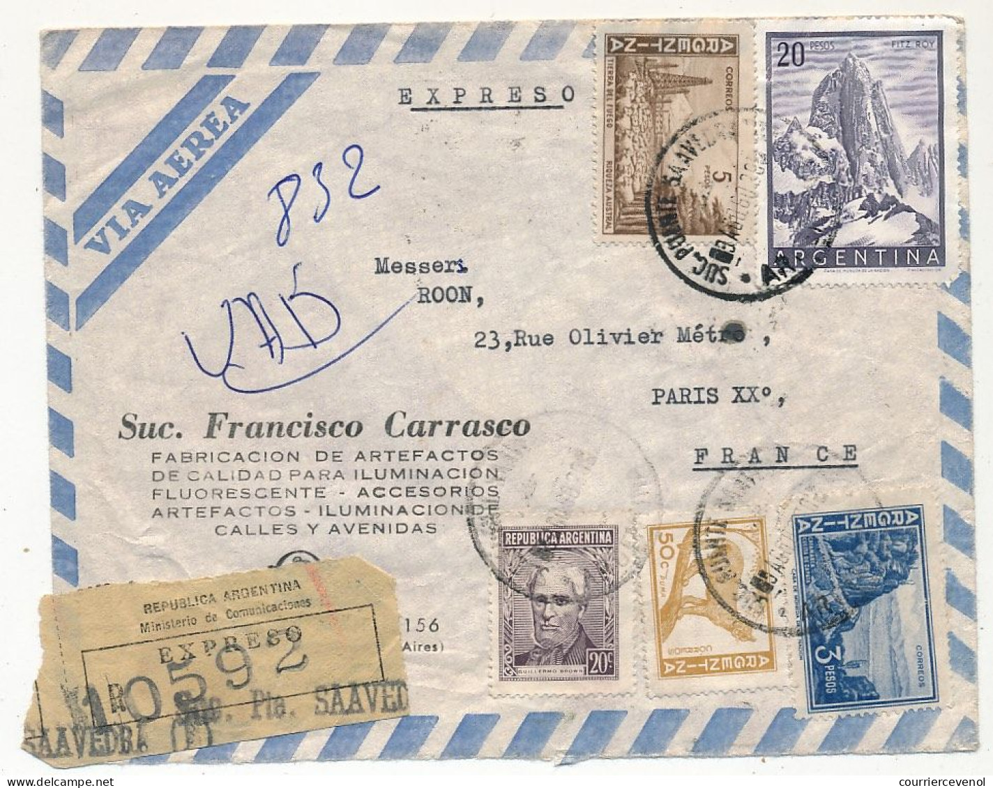 ARGENTINE - Enveloppe Depuis SAAVEDRA 1960 - Affranchissement Composé - Expreso - Storia Postale