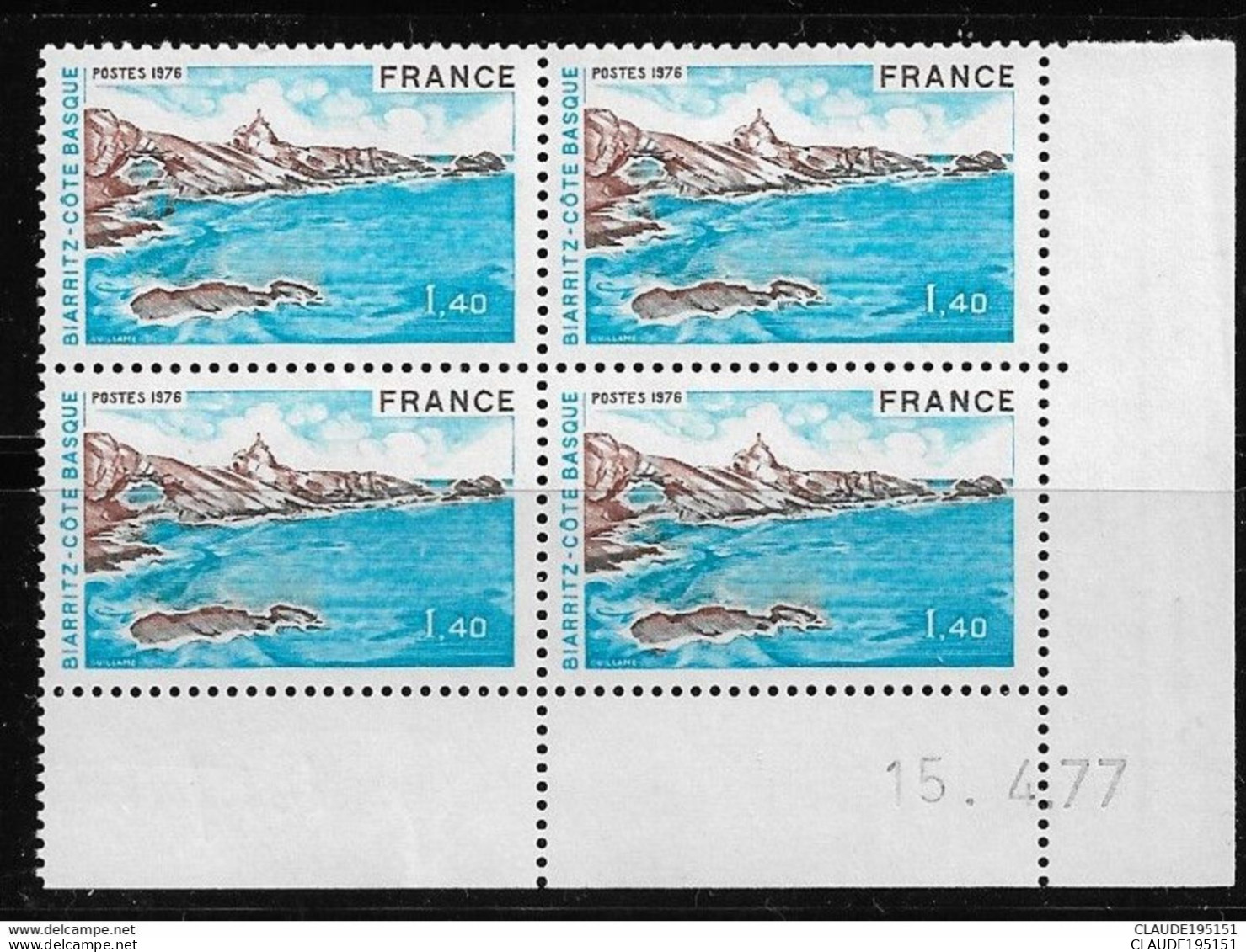 FRANCE 1976 N°1903**  GOMME D'ORIGINE SANS CHARNIÈRE COINS DATES 15.4.77  TTB    2 SCANS - 1970-1979