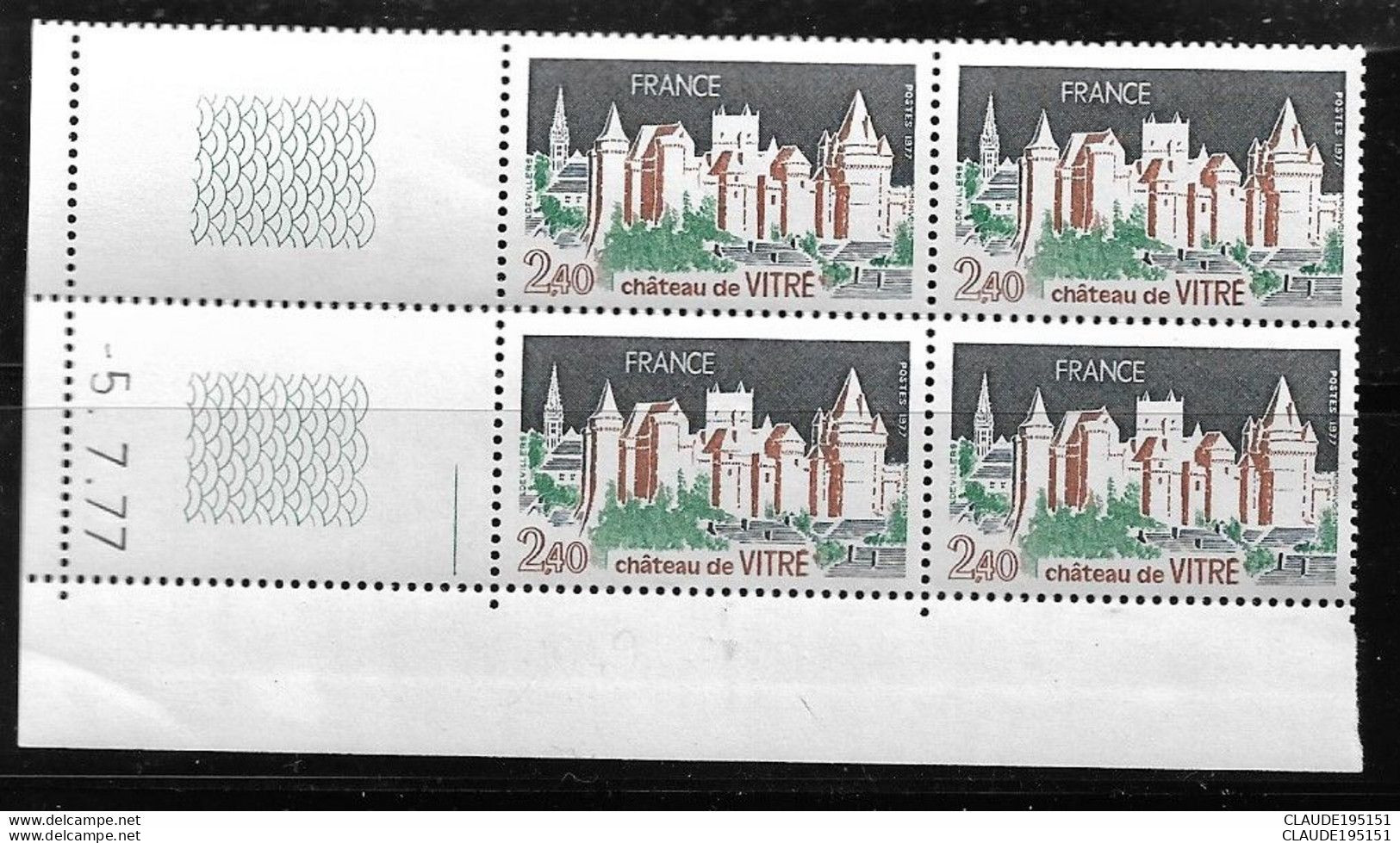 FRANCE 1977 N°1949**  GOMME D'ORIGINE SANS CHARNIÈRE  COIN DATE  -5.7.77   TTB      2 SCANS - 1970-1979