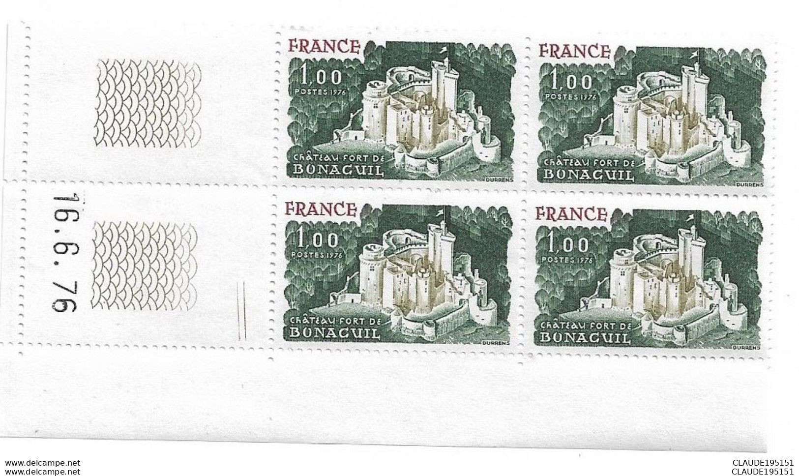 FRANCE 1976 N°1871**  GOMME D'ORIGINE SANS CHARNIÈRE  COIN DATE 16.6.76  TTB      2 SCANS - 1970-1979