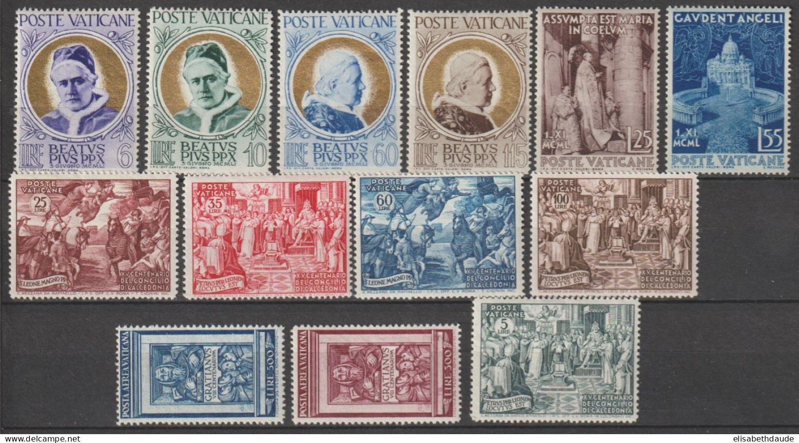 VATICAN - 1951 - ANNEE COMPLETE AVEC POSTE AERIENNE YVERT N°161/171 + A20/21 * MLH (PLUSIEURS ** MNH) - COTE = 360++ EUR - Années Complètes