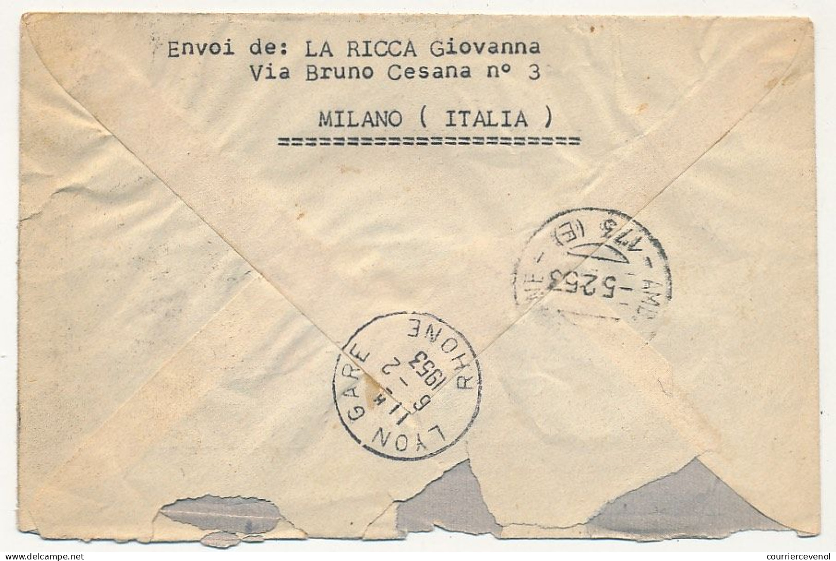 ITALIE - Enveloppe Affr Composé - Obl "Milano Ferr. Corr N°1" - EXPRES - 5/2/1953 - 1946-60: Marcophilie